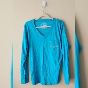 Lauren James Blue Long Sleeve V-Neck Tee (L)